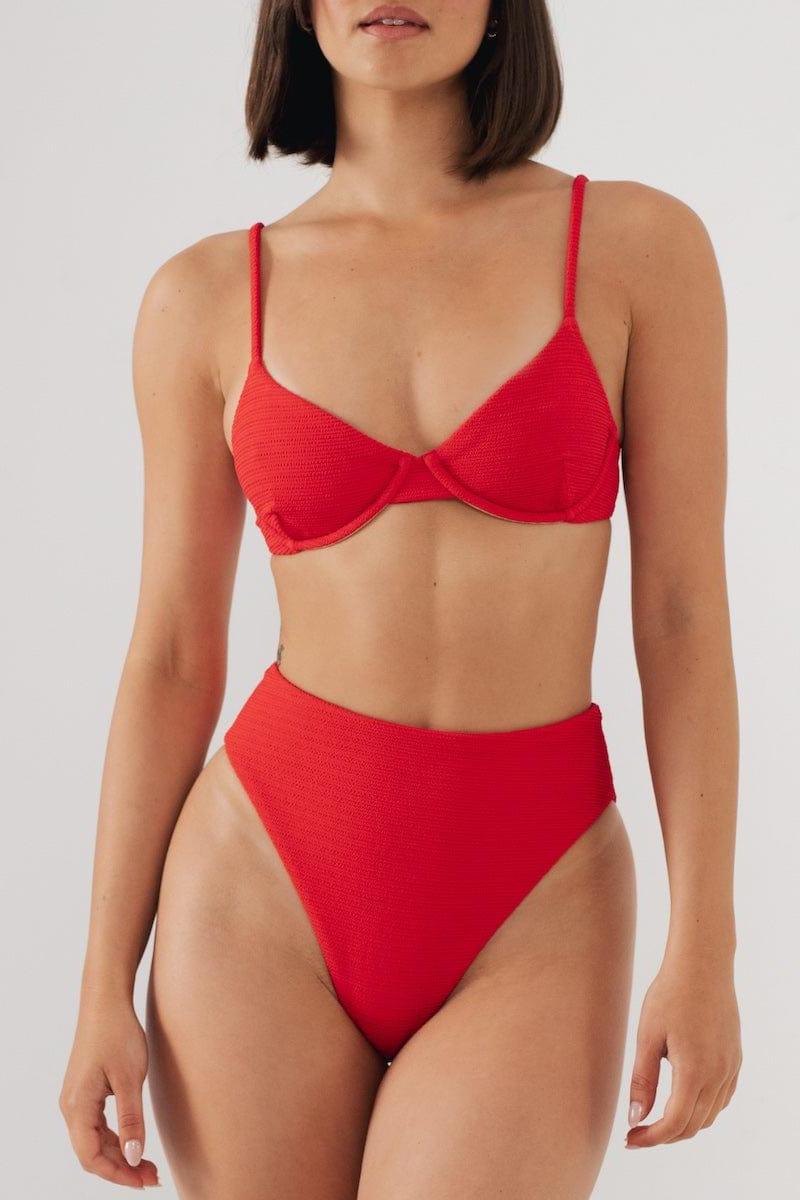 Crimson Micro Scrunch Dainty Bikini Top