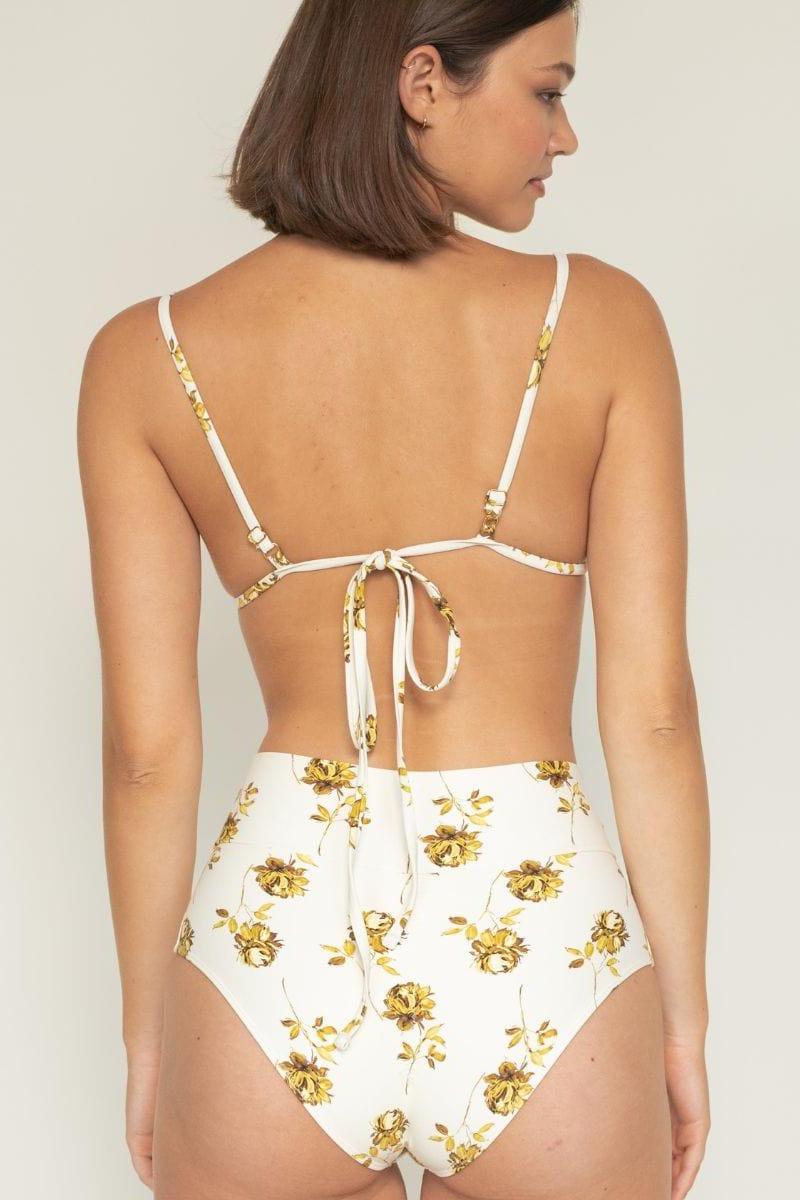 Gold Filigree Full Coverage High Rise Bikini Bottom
