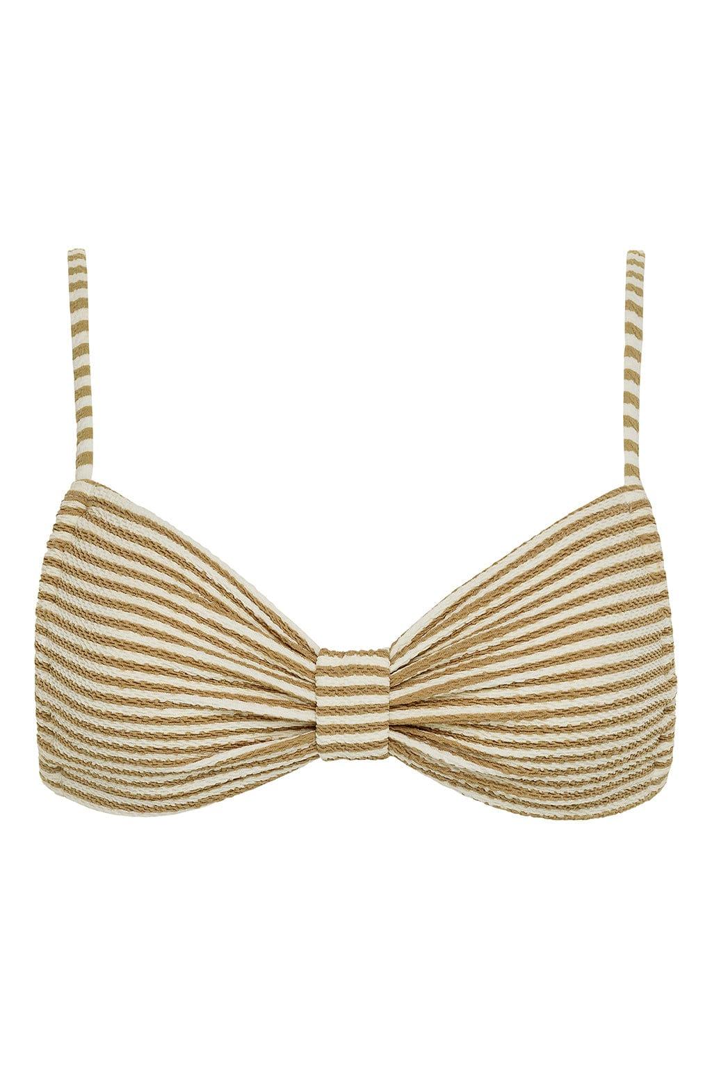 Neutral Stripe Devin Bikini Top