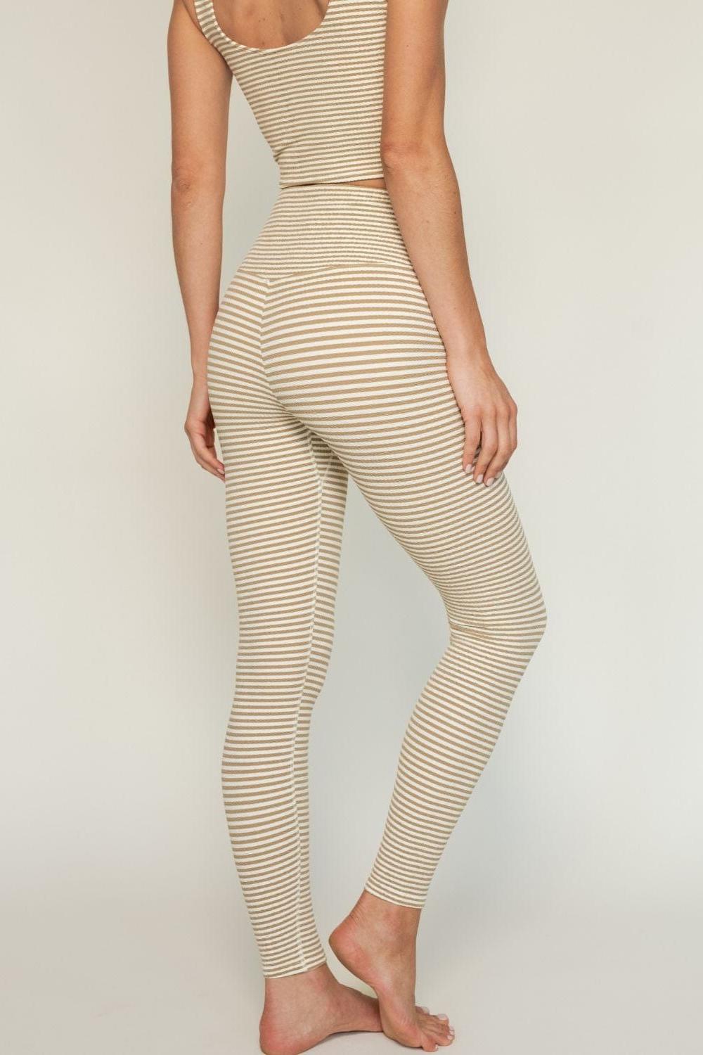 Neutral Stripe Wide Band Legging