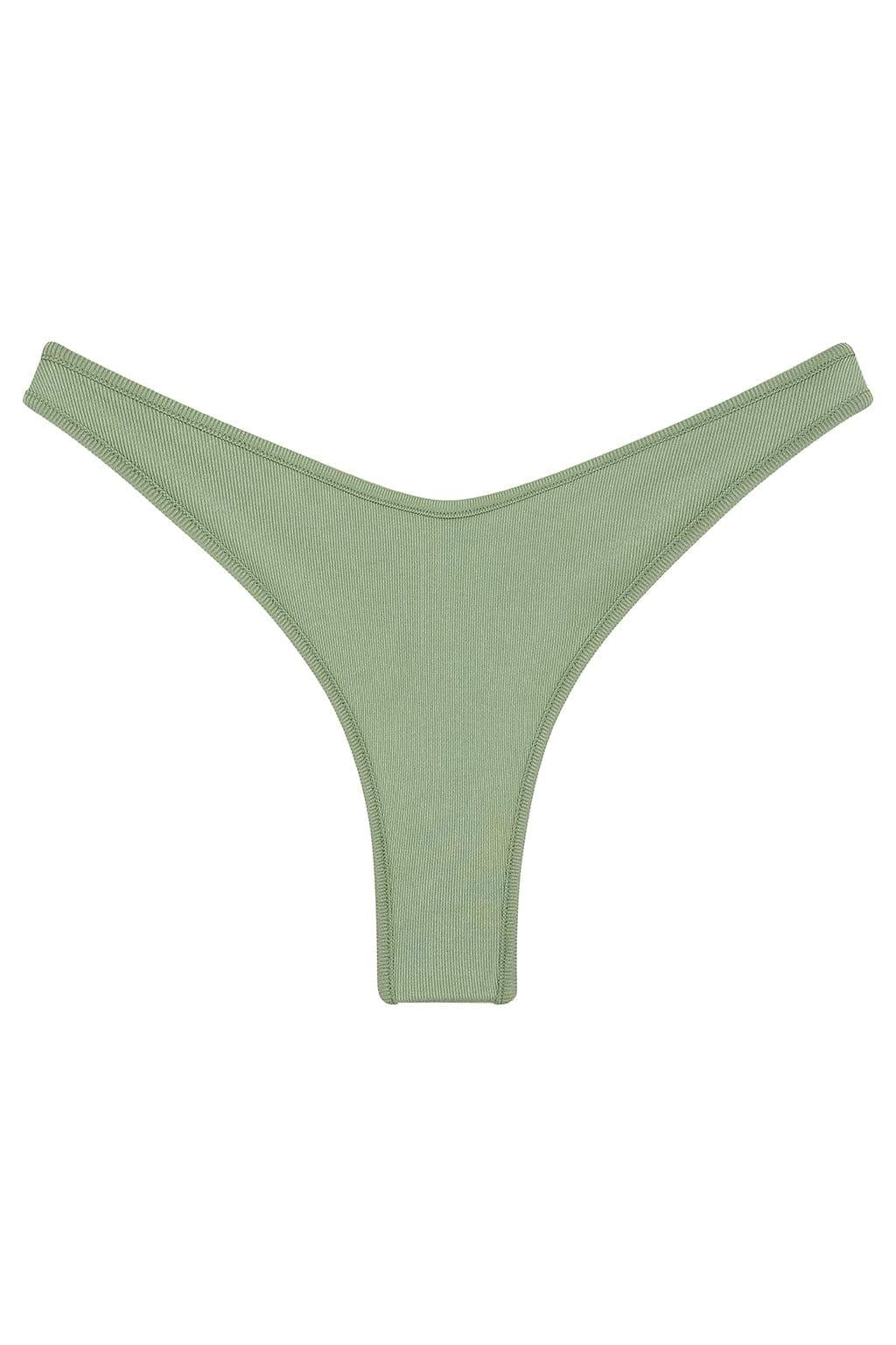 Sage Green Rib Binded Thong Bikini Bottom