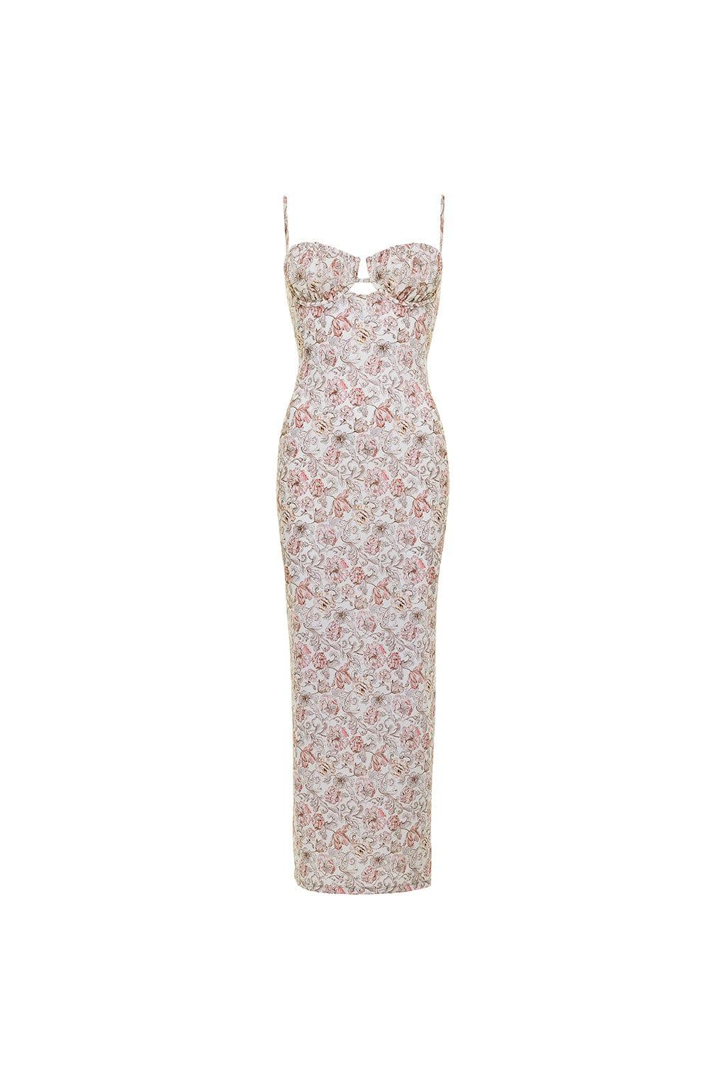 Venecia Floral Petal Long Slip Dress