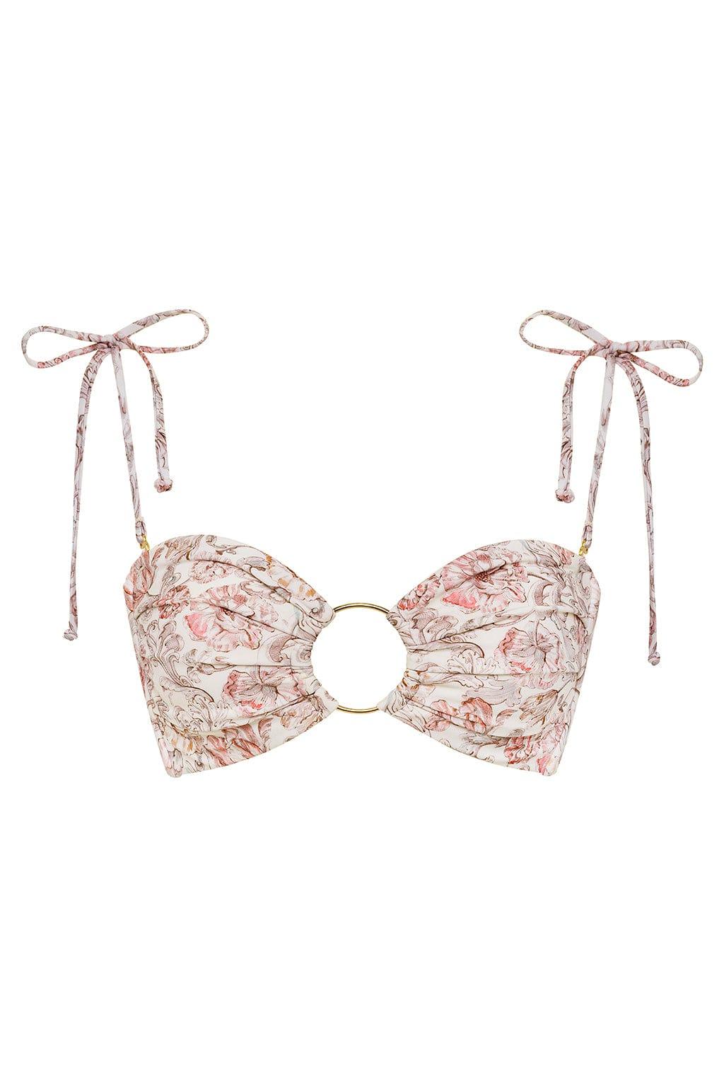 Venecia Floral Tori Ties Bandeau Bikini Top