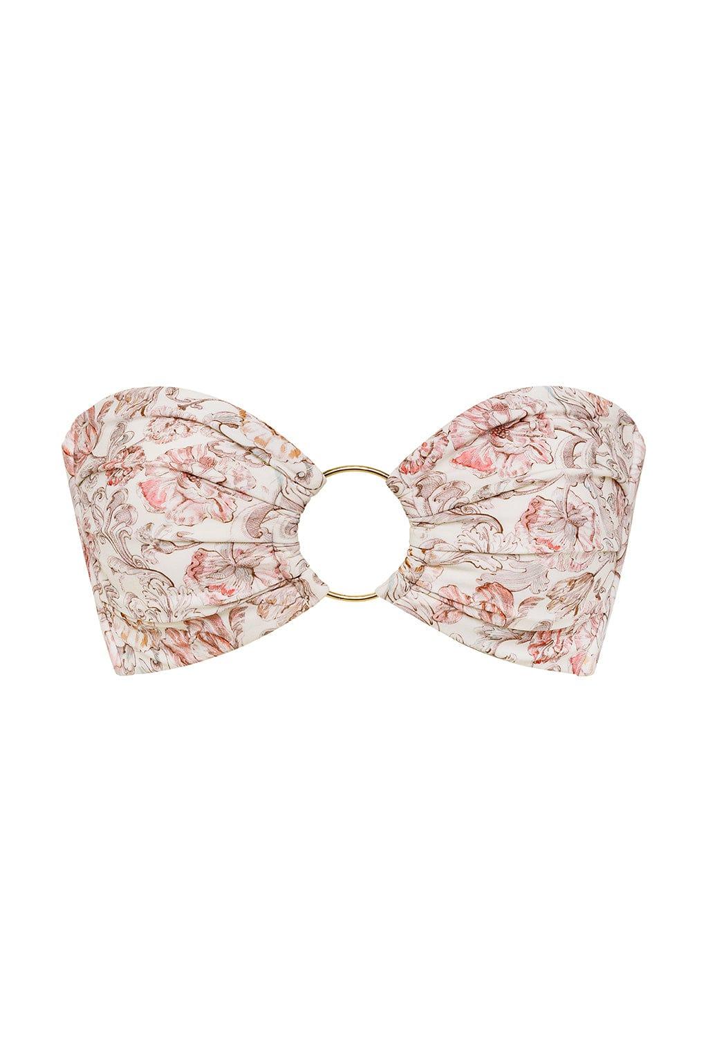 Venecia Floral Tori Ties Bandeau Bikini Top