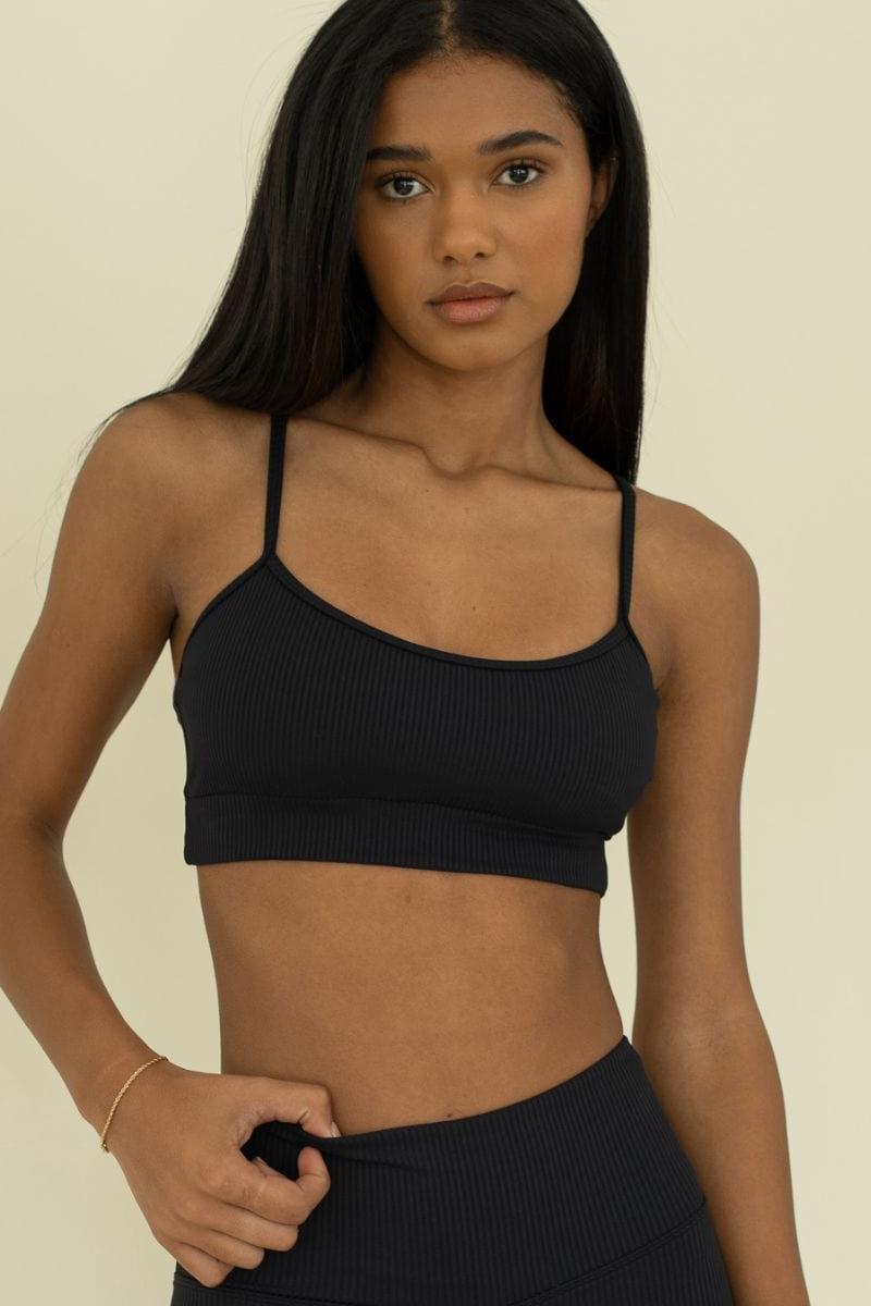 Black Rib Simple Sport Top