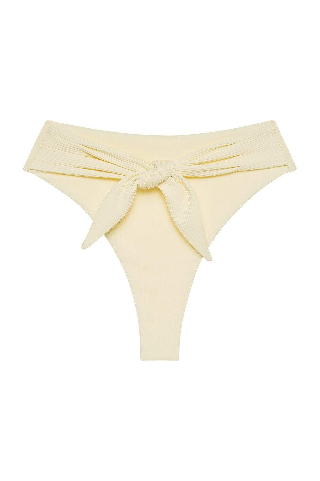 Cream Rib Paula Tie-Up Bikini Bottom