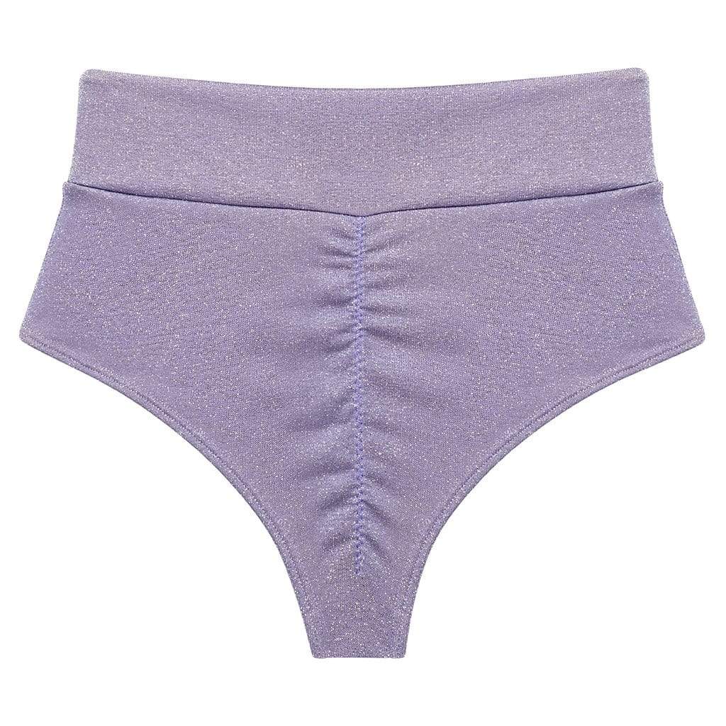 Lilac Sparkle Added Coverage High Rise Bikini Bottom