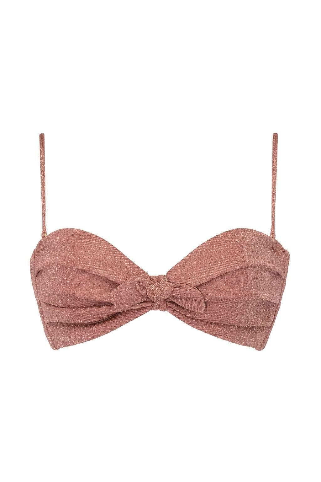 Mauve Sparkle Cabana Sleeveless Bikini Top