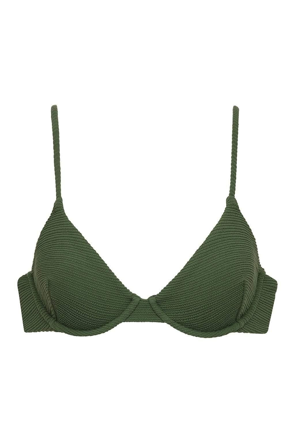 Olive Micro Scrunch Dainty Bikini Top