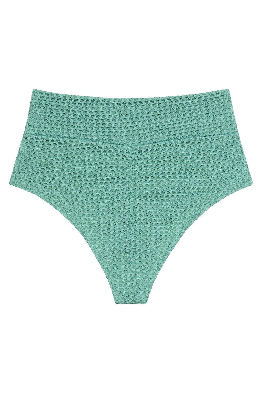 Turquoise Crochet Added Coverage High Rise Bikini Bottom