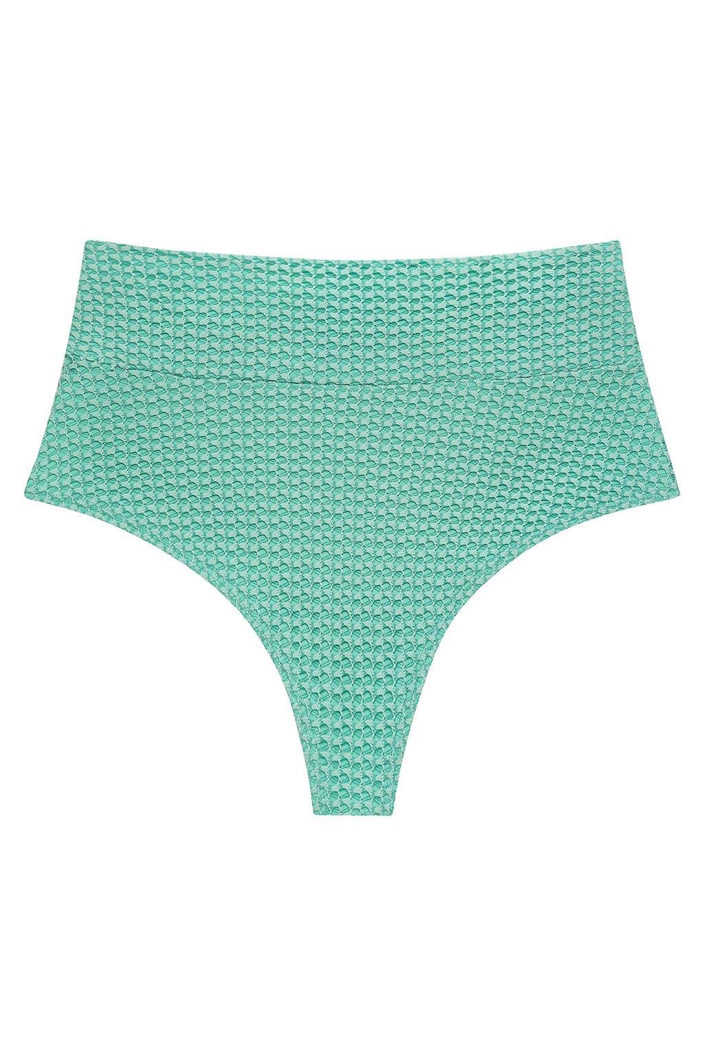 Turquoise Crochet Added Coverage High Rise Bikini Bottom