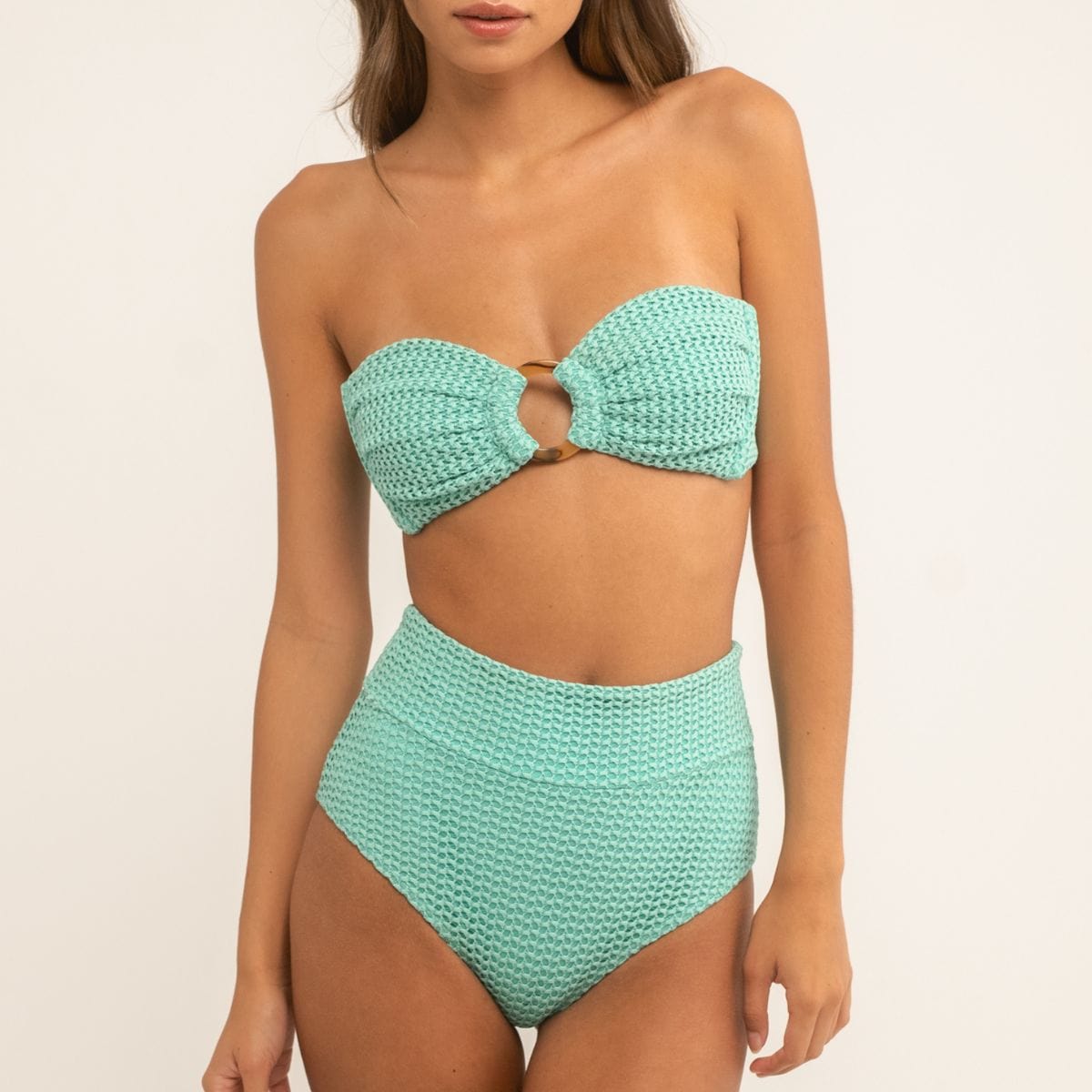 Turquoise Crochet High Rise Bikini Bottom