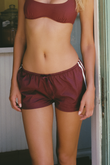 Maroon Sporty Low-Rise Drawstring Short
