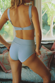 Classic Blue Stripe Full Coverage High Rise Bikini Bottom