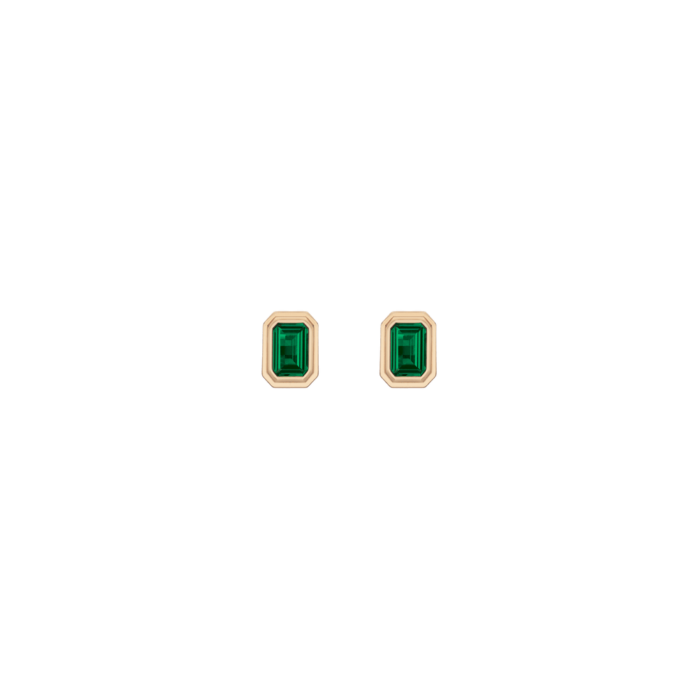 Mini Lab Grown Emerald Heirloom Stud Earrings