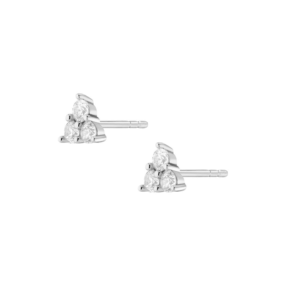 Lab Grown White Sapphire Trinity Stud Earrings