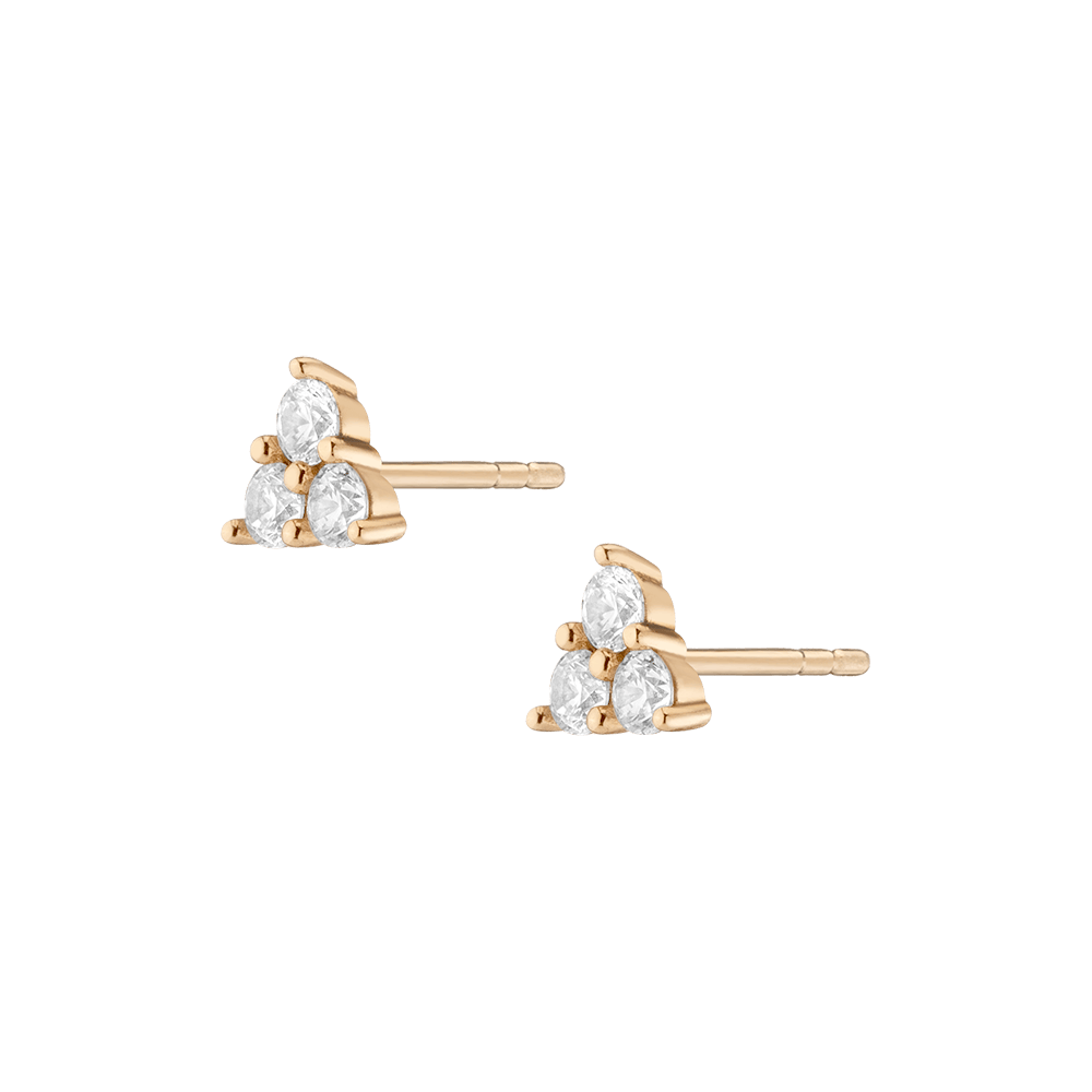 Lab Grown White Sapphire Trinity Stud Earrings