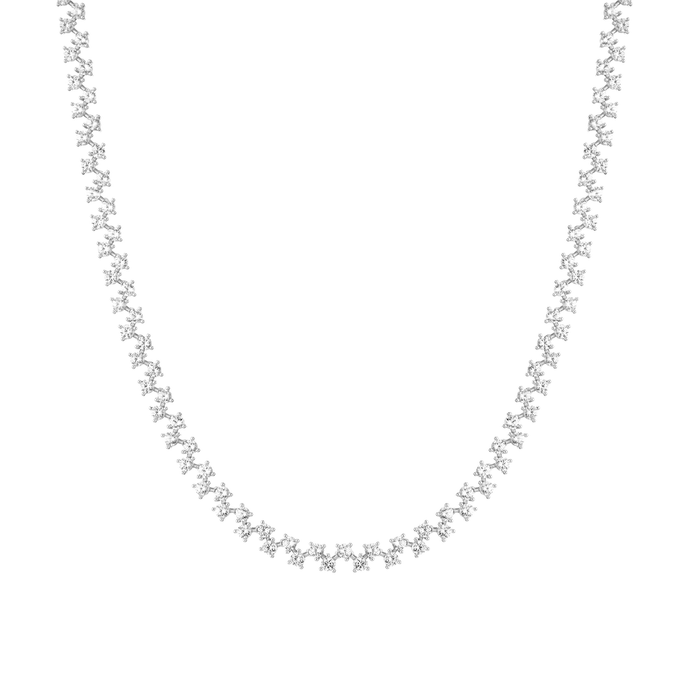 Floating Lab Grown White Sapphire Tennis Necklace