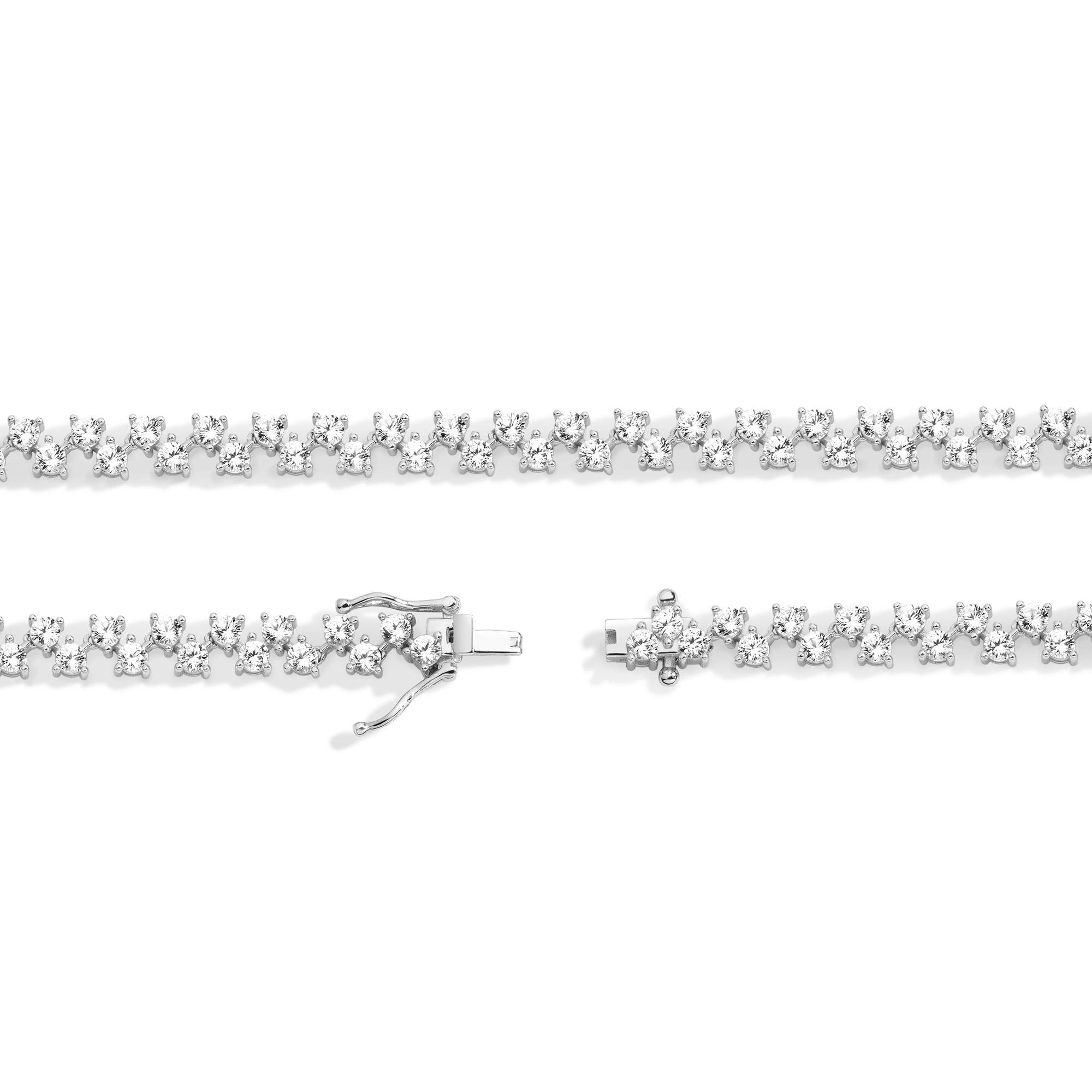 Floating Lab Grown White Sapphire Tennis Necklace