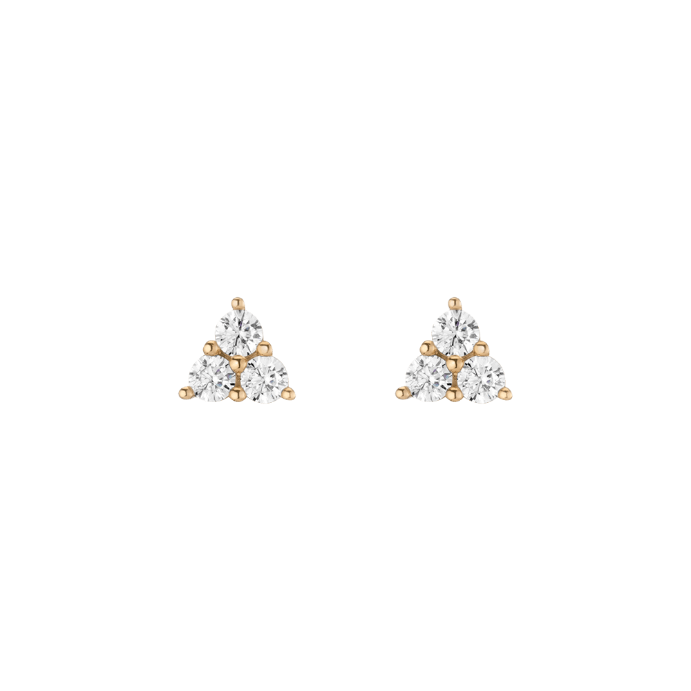Lab Grown White Sapphire Trinity Stud Earrings
