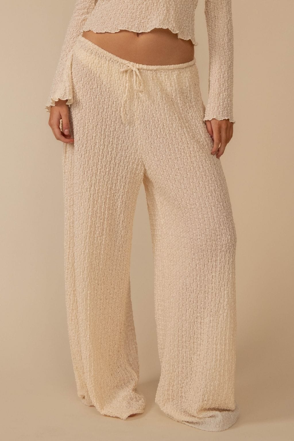 Amalia Texture Drawstring Wide-Leg Pant