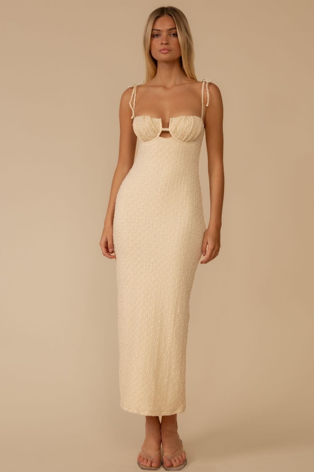 Amalia Texture Petal Long Slip Dress