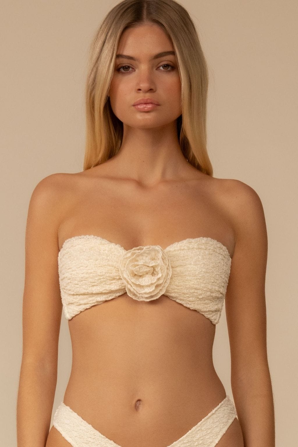 Amalia Texture Rosa Bandeau Bikini Top