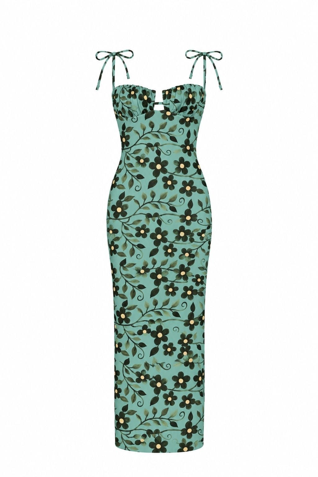 Aquamarine Petal Long Slip Dress