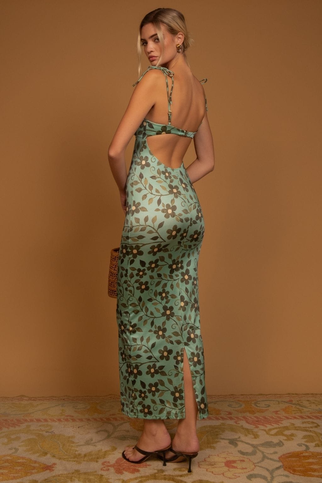 Aquamarine Petal Long Slip Dress