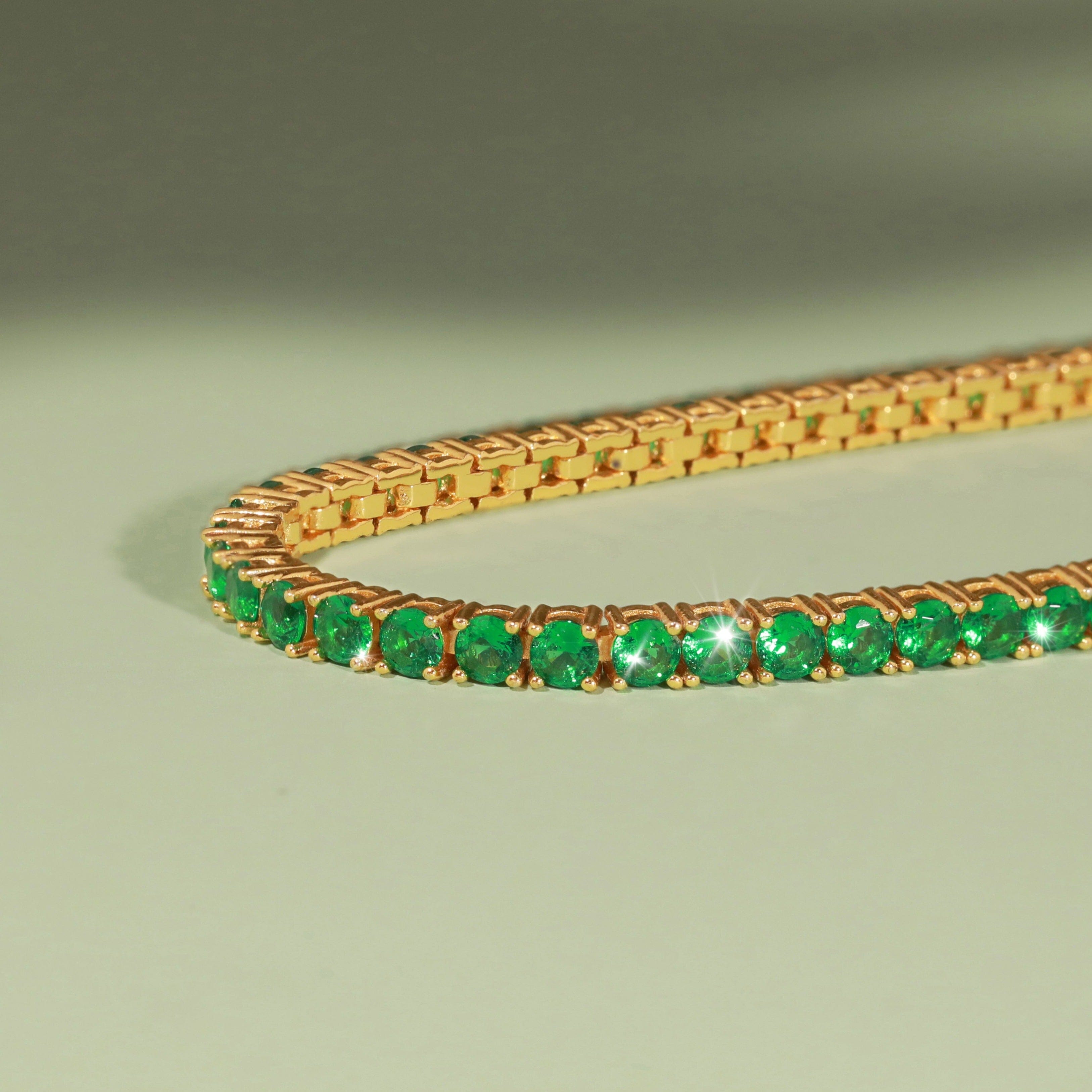 Lab Grown Green Emerald Tennis Bracelet