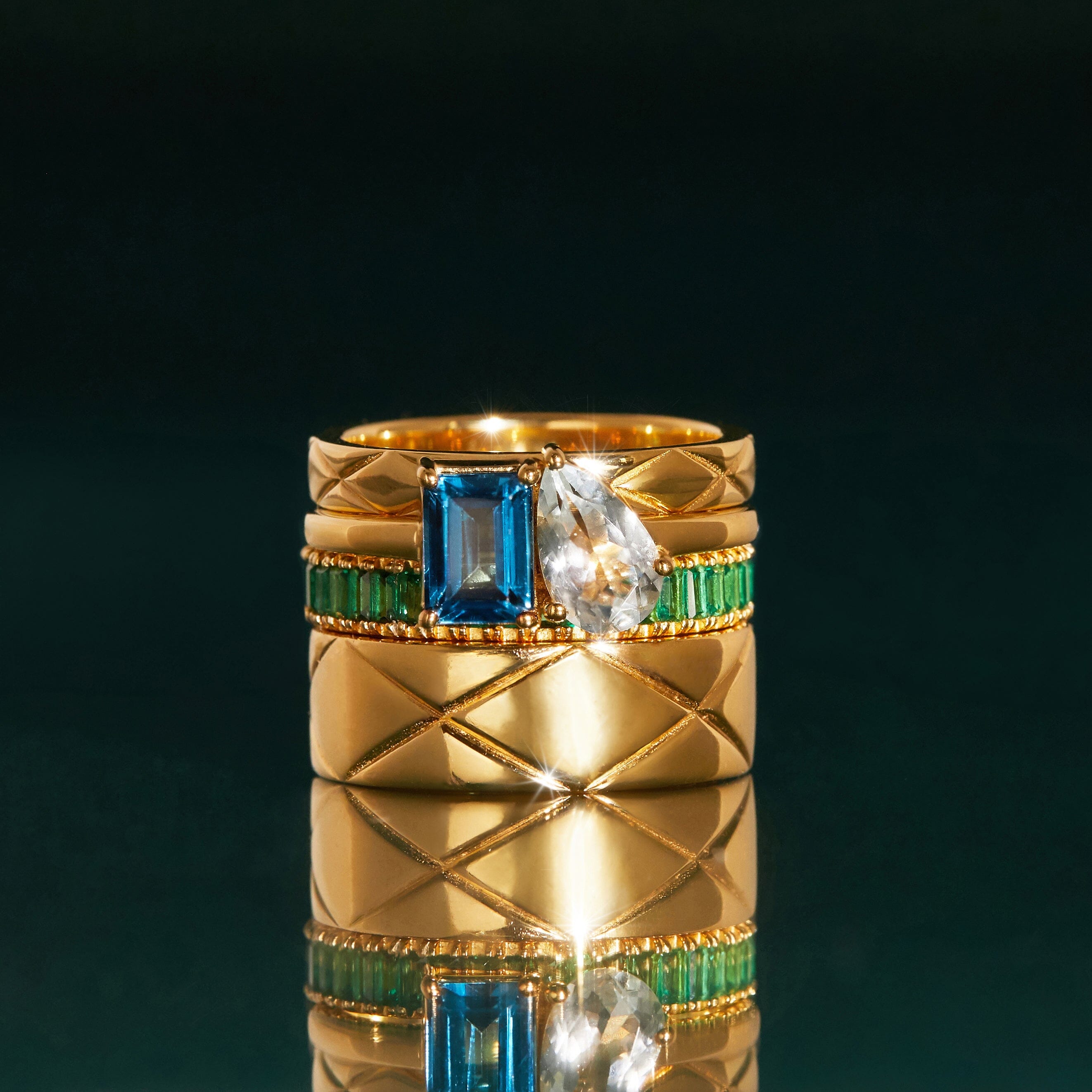 Lab Grown Green Emerald Baguette Eternity Ring