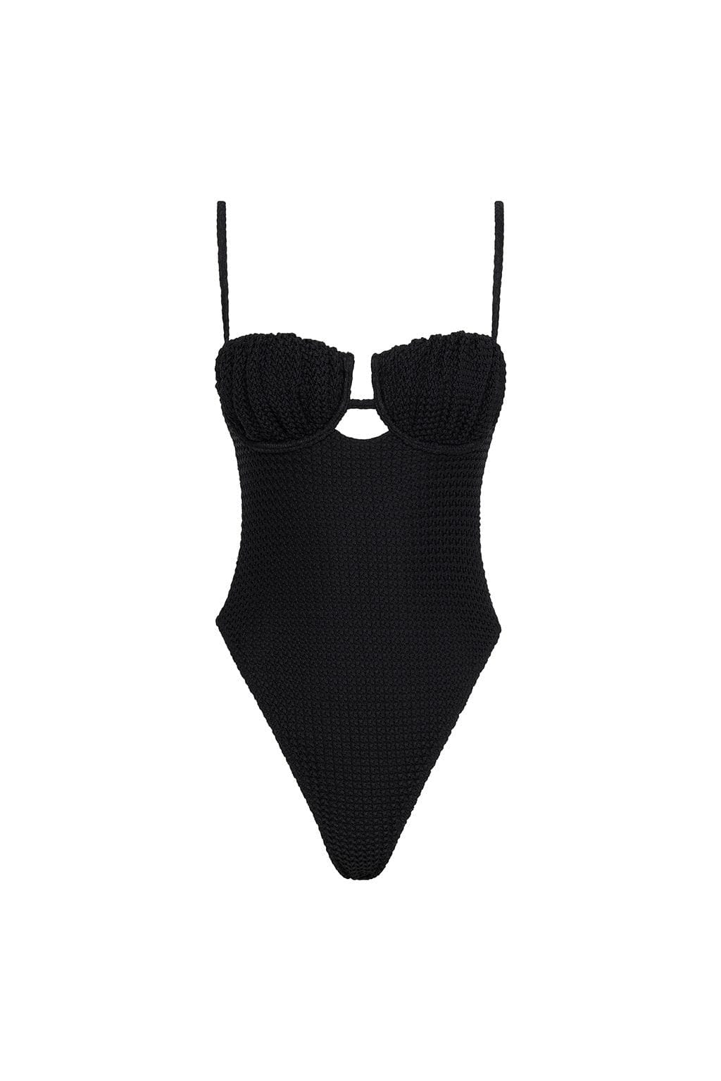 Black Crochet Petal One-Piece