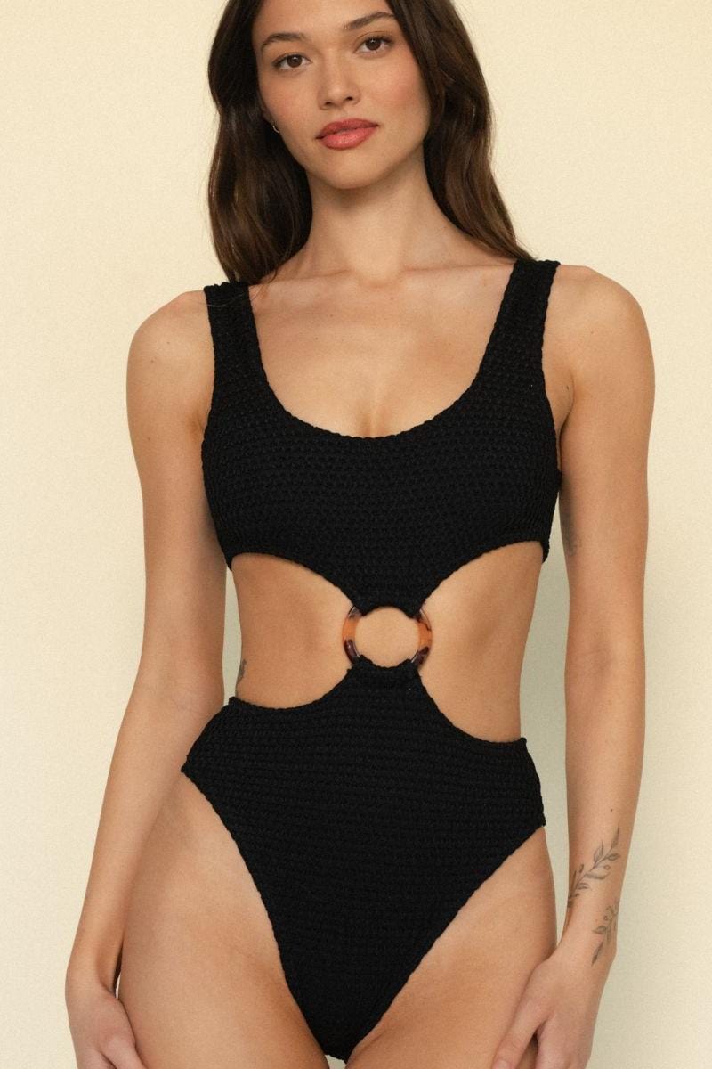 Black Crochet Ky One-Piece