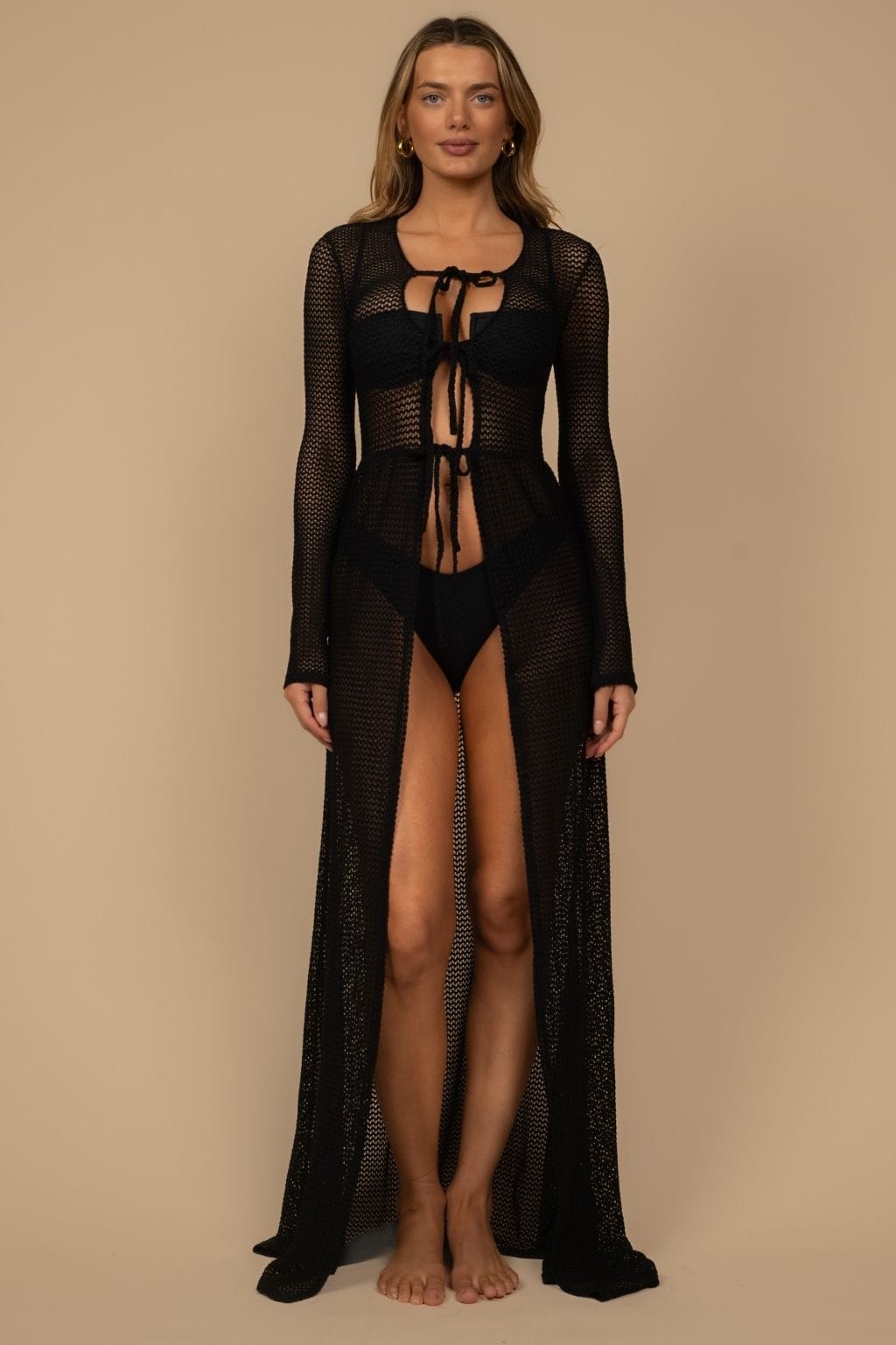 Black Crochet Sophia Kimono