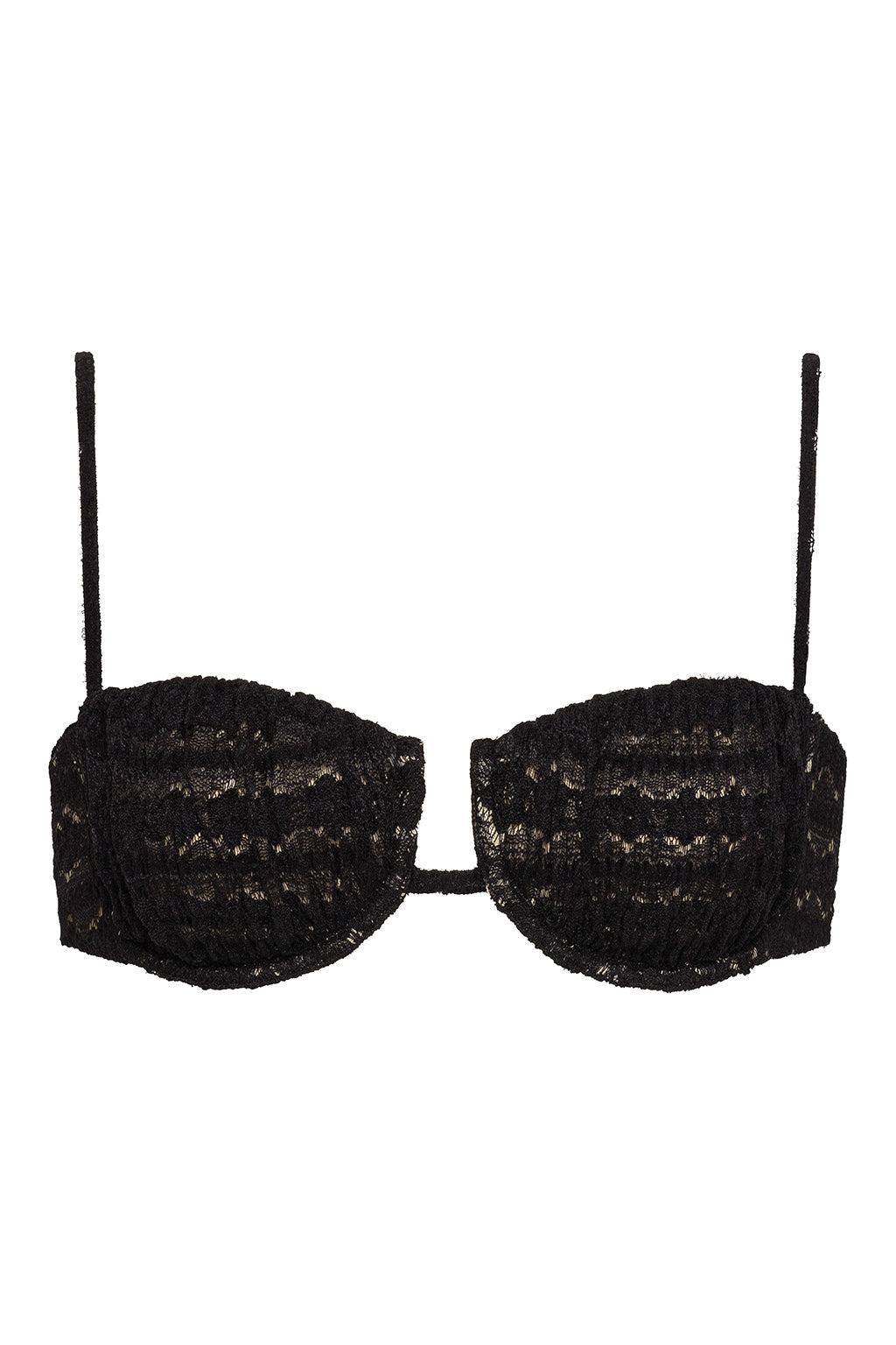Black Daisy Lace Petal Bikini Top