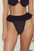 Black Daisy Lace Tamarindo Ruffle Bikini Bottom