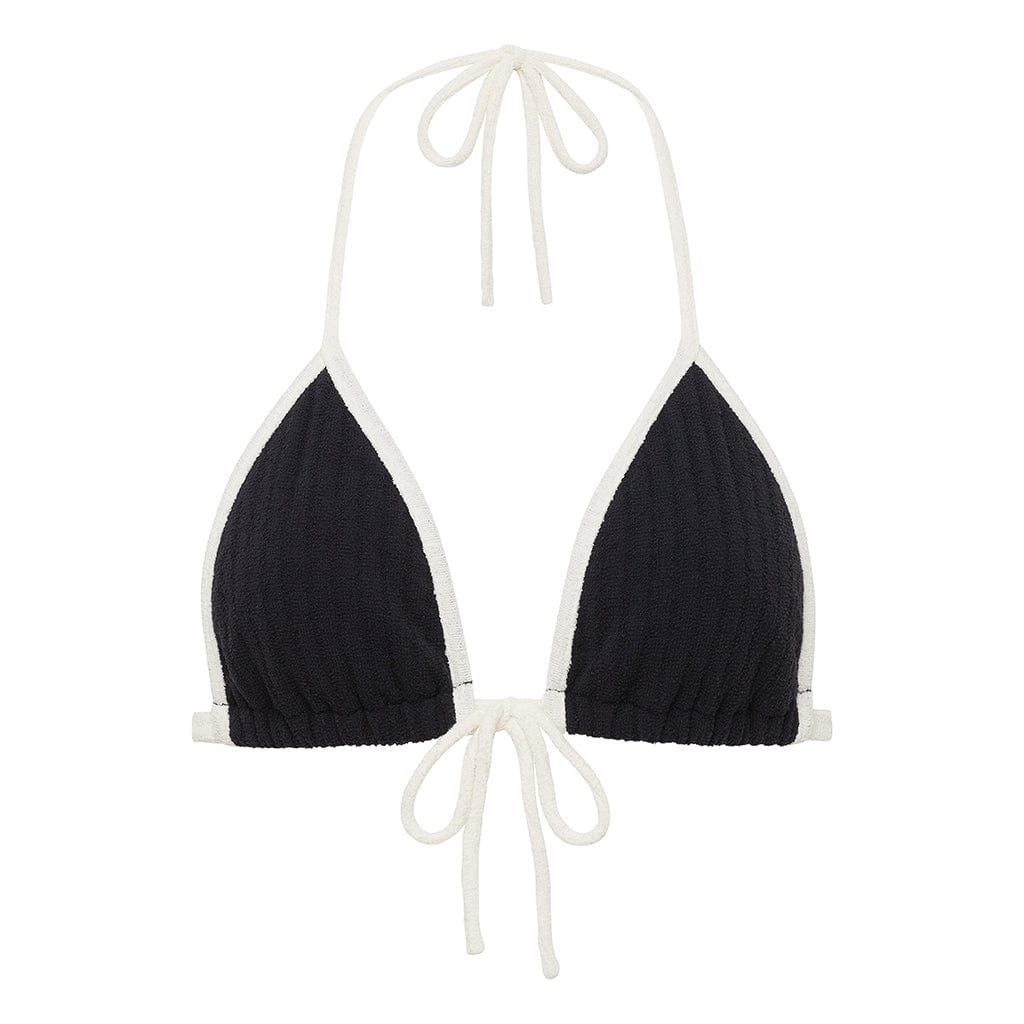 Black (Cream Binded) Terry Rib Emma Bikini Top