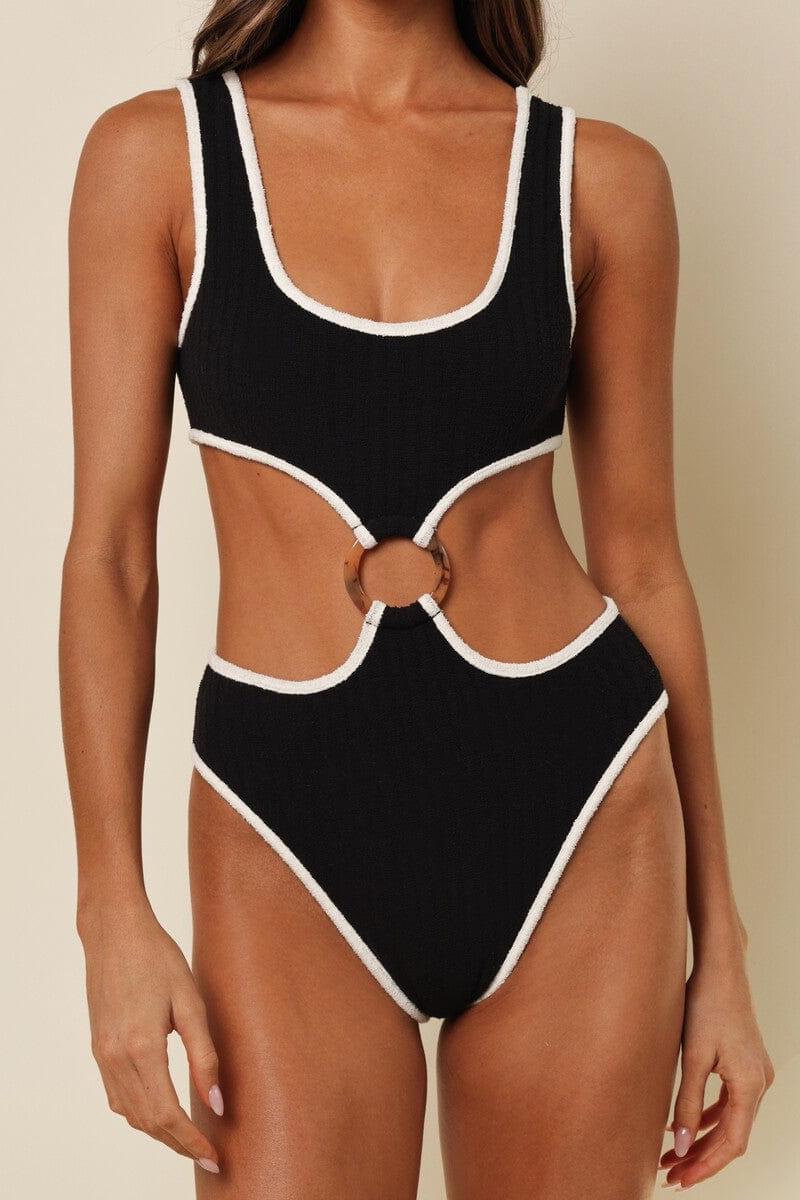 Black (Cream Binded) Terry Rib Ky One-Piece