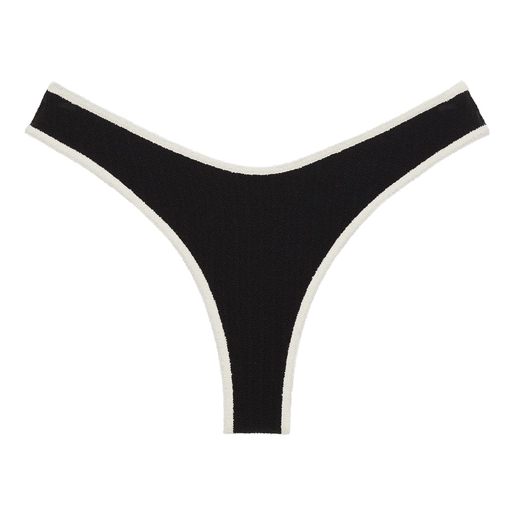 Black (Cream Binded) Terry Rib Lulu Bikini Bottom