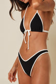 Black (Cream Binded) Terry Rib Lulu Bikini Bottom