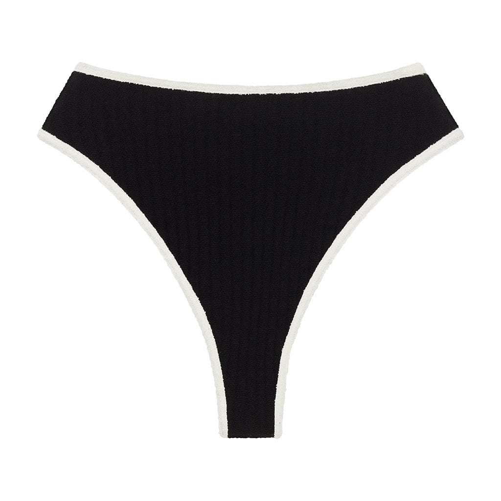 Black (Cream Binded) Terry Rib Paula Bikini Bottom