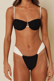 Black (Cream Binded) Terry Rib Petal Bikini Top