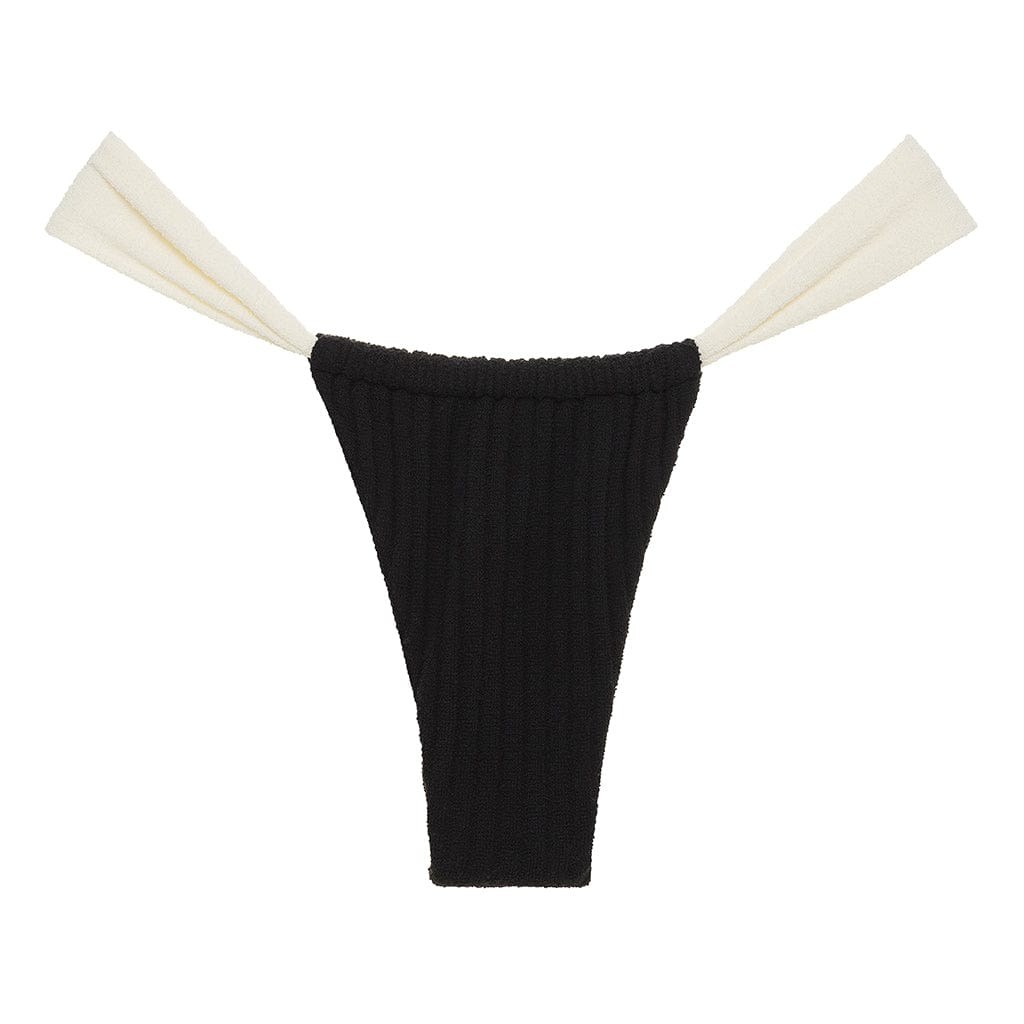Black (Cream Binded) Terry Rib Sandra Bikini Bottom
