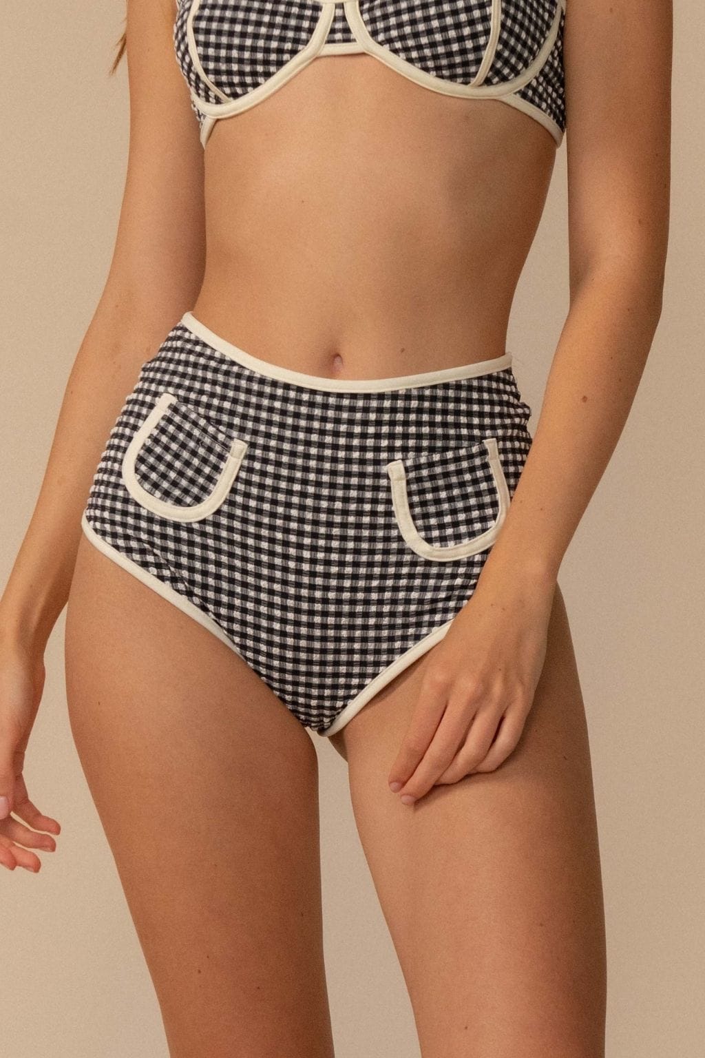 Black & White Gingham Polly Bikini Bottom