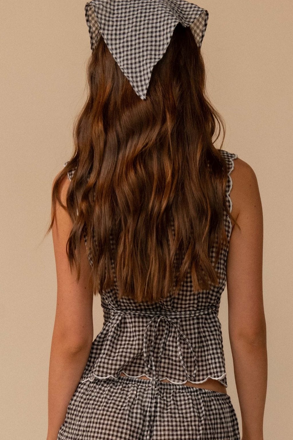 Black & White Gingham Scalloped Vest