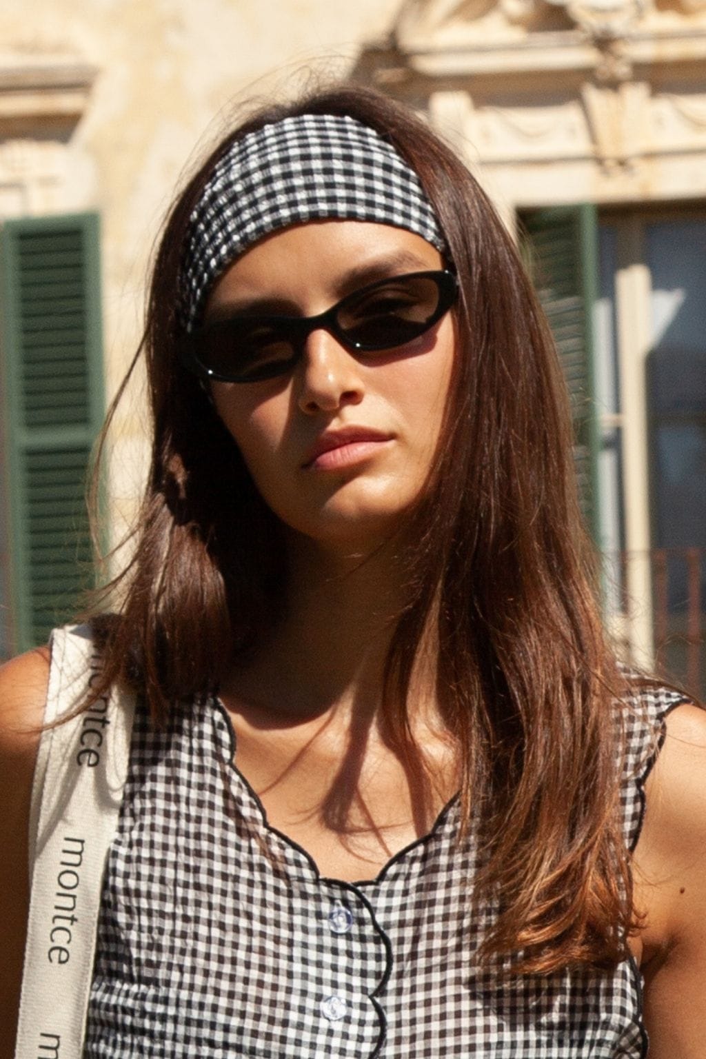 Black & White Gingham Wide Headband