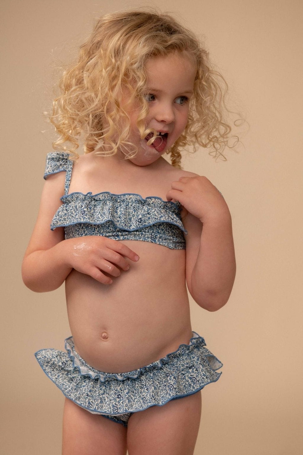 Blue Petite Fleur Mini Cabana Bikini Set