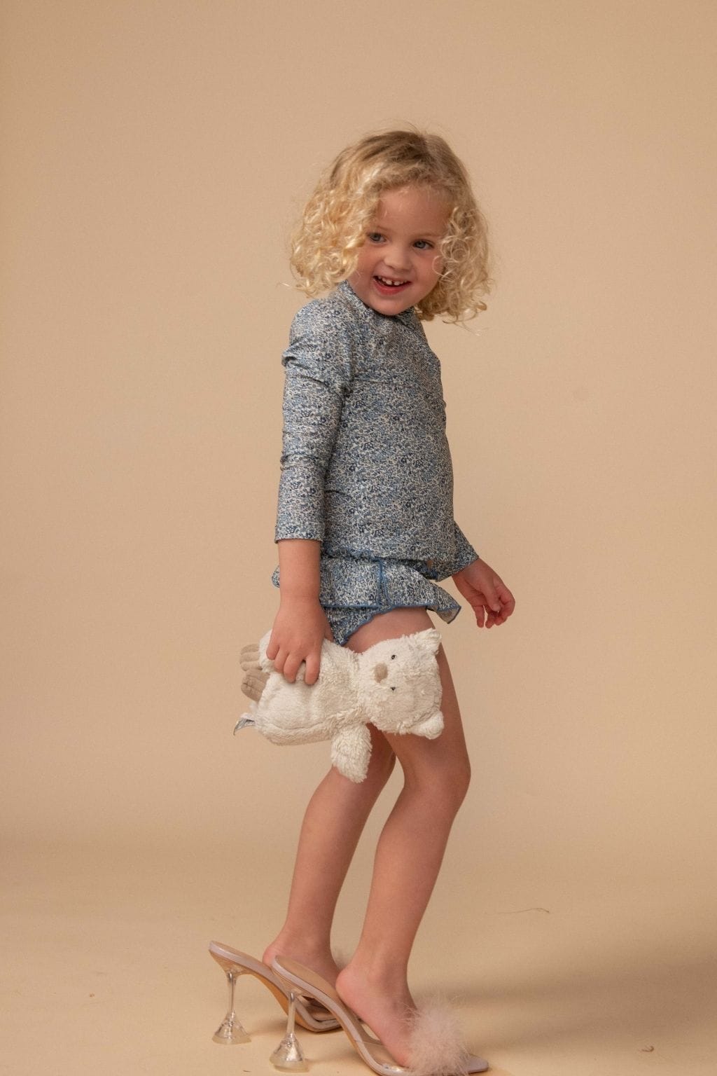 Blue Petite Fleur Mini Rashguard