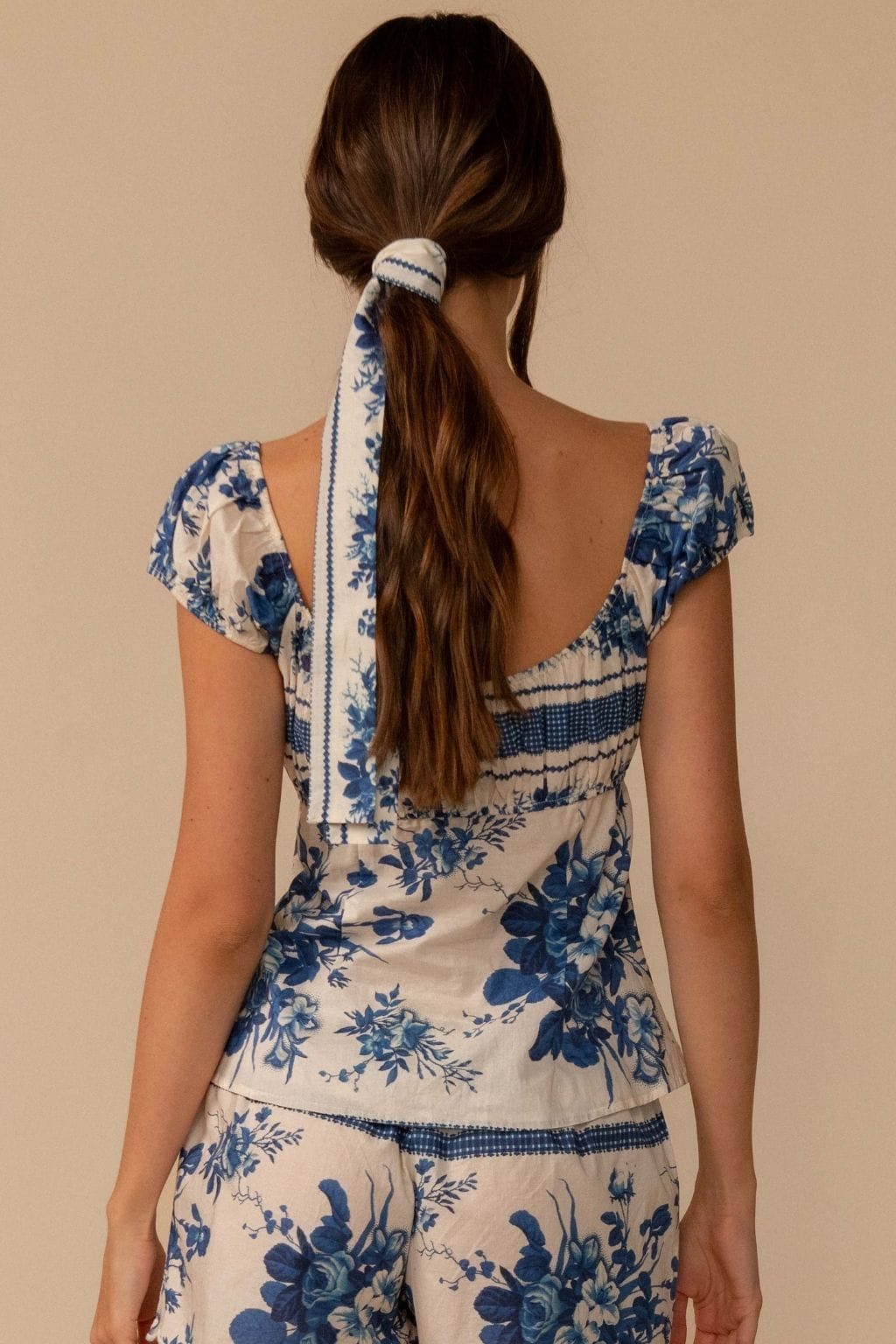 Blue Toile Stripe Millie Top