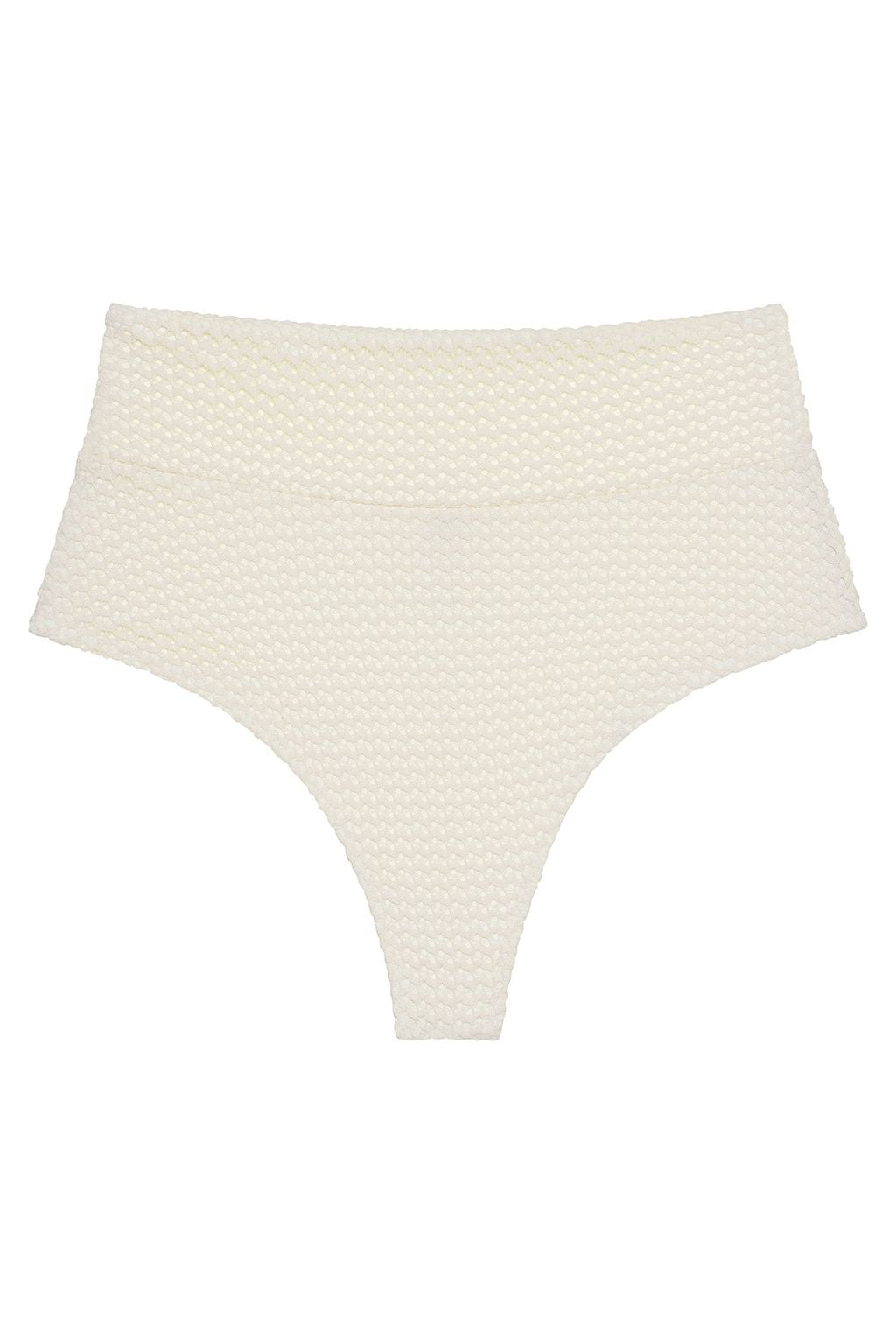 Bone Crochet Full Coverage High Rise Bikini Bottom